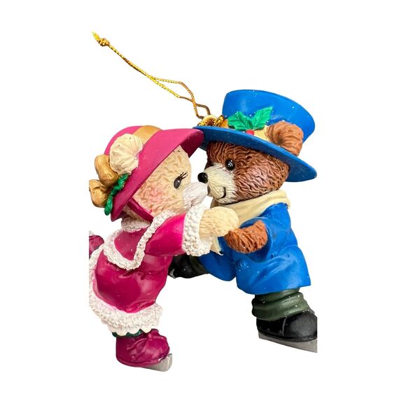 Vintage 1st Christmas Together" ornament featuring a pair of teddy bears ice ska - Picture 5 of 6